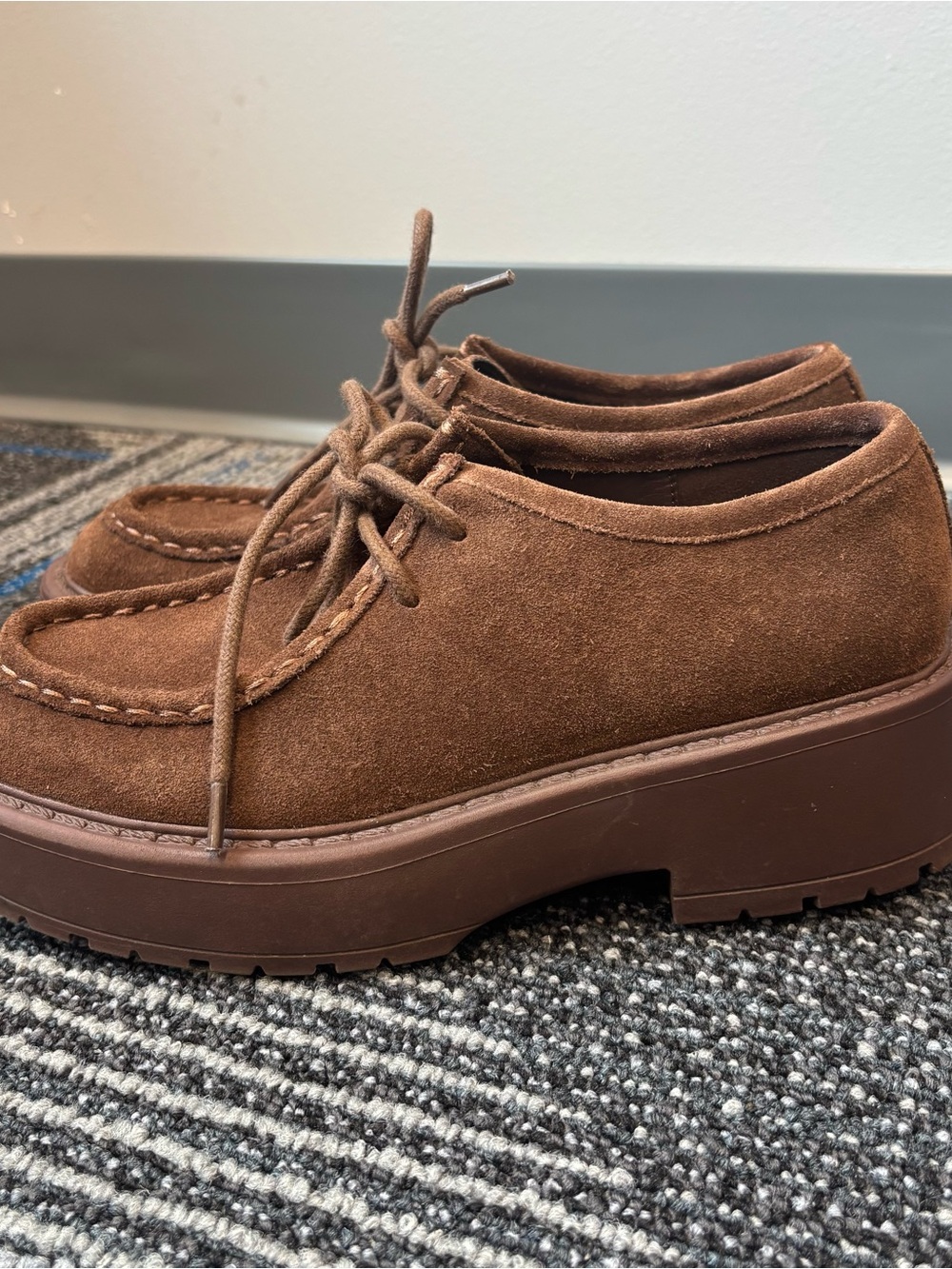 Steve Madden Millerr Wallabee Platform Loafer Lace Up Brown Cow Suede size 8.5